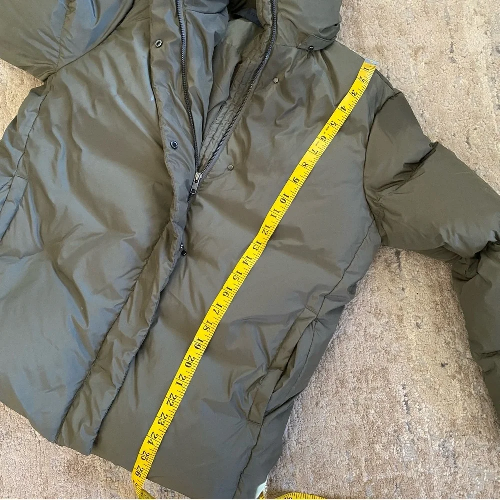 Jenni Kayne Olive Green Puffer Coat Jacket Down Filled Quilted Mid Length: XS - Picture 9 of 15